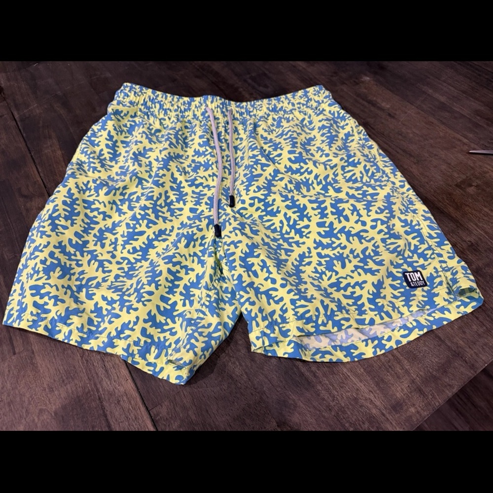 Men's Blue and Yellow Swim Shorts